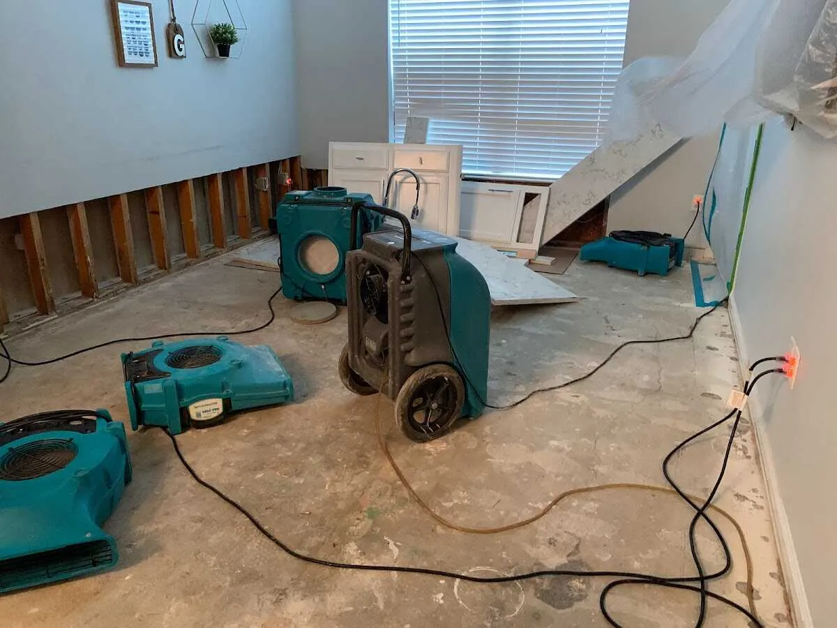 Dehumidifier in flood-cut room for Water Extraction & Removal in Olathe